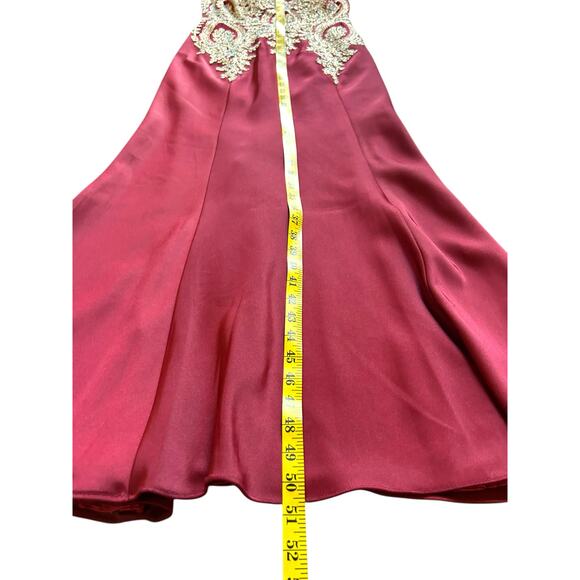 Amelia Couture Burgundy Beaded Evening Gown Formal Dress - Size 6 - Picture 8 of 16